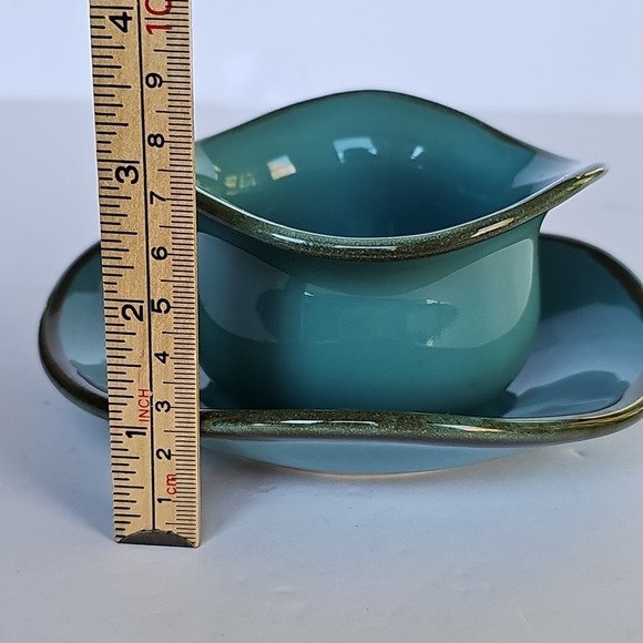 Southern Living Tuscan Tidbit Bowl and Saucer Set Turquoise Teal Blue Aqua‎ 1660 - Picture 7 of 8